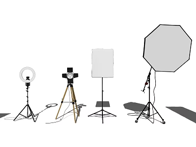 Commercial Photography Equipment Including Ring Light Tripod Reflector And Octagonal Softbox 3d model