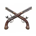 Antique Pistol With Wooden Grip And Metal Components Vintage Firearm Design