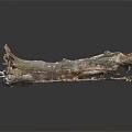 Rustic Wood Log Decorative Display With Stone Base And Gravel Details
