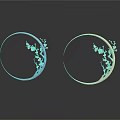 Stylish Circular Decorative Rings With Branch Flower Design Blue And Gold Finish On Reflective Surface