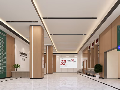Modern Hospital Outpatient Clinic Lobby Interior With Spacious Area And Decor 3d model