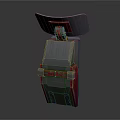 Red And Gray Mechanical Equipment With Extended Top Panel And Compact Structure