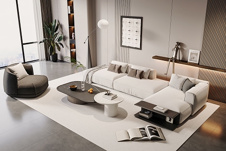 Modern sofa coffee table combination 3d model