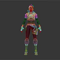 Detailed Short Haired Female Character In Purple Blue Sci Fi Combat Suit With Battle Gear