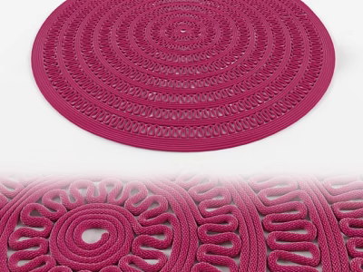 Pink Round Rug With Intricate Spiral Woven Design For Home Decor 3d model
