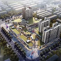 Modern Commercial Street With High Rise Buildings Illuminated Plaza And Retail Shops