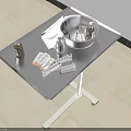 Mobile Medical Worktable with Disinfectant Basin Syringes and Supply Bottles