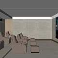 Elegant Home Theater Interior With Starry Ceiling Lights Comfortable Recliner Seats And Large Projection Screen