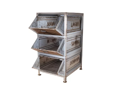Vintage Metal Entryway Side Cabinet With Multi Tiered Storage Compartments 3d model