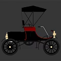 Vintage Black Classic Car With Red Trim And Retro Roof Design Details