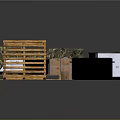 Storage Components Scene Including Wooden Pallet Camouflage White And Black Boxes