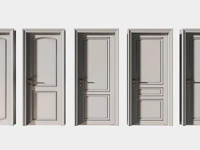 Various Hinged Doors With Different Panel Designs And Classic Styles 3d model