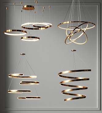 Chandelier Multi-layer Metal Ring Chandelier Guest Dining Room Chandelier Office Chandelier Bedroom Room Chandelier Metal Round Chandelier 3d model