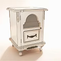 White Classical Decorative Cabinet With Arched Glass Panel And Carved Details