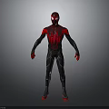 Spider Man 3D Model With Red And Black Suit Spider Web Pattern And Mask