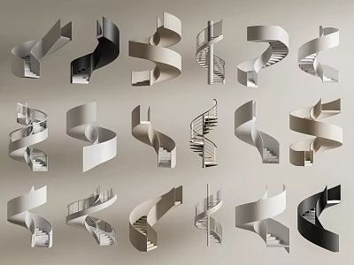 Modern Spiral Staircase Various Design Options With Different Materials And Colors 3d model