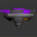 Purple And Yellow Spinning Top Weapon With Gray Blades And Rotating Design
