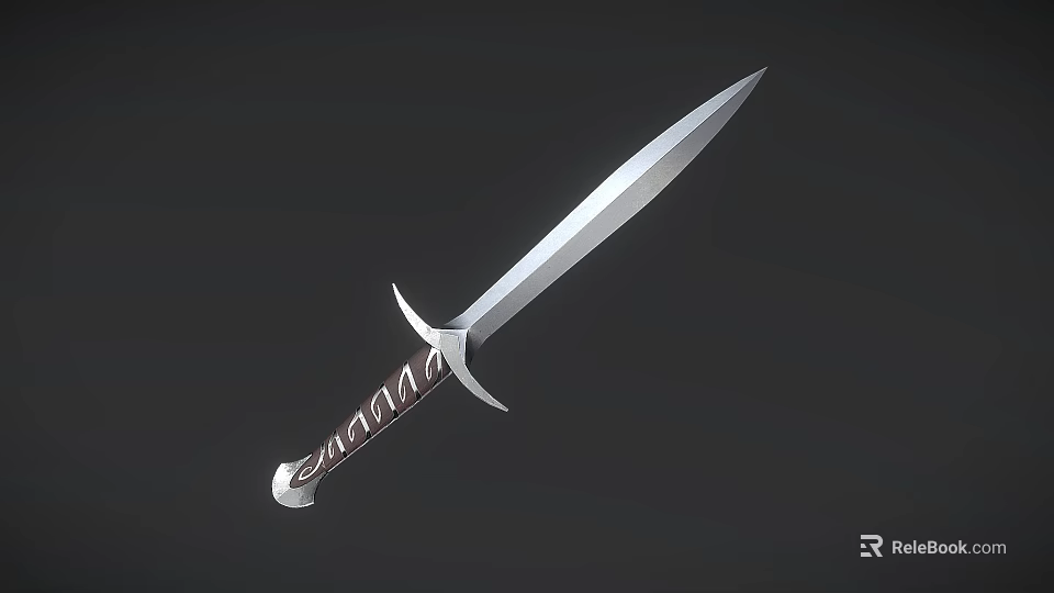 Detailed Medieval Sword 3D Model With Silver Blade And Ornate Hilt Design 3d model 