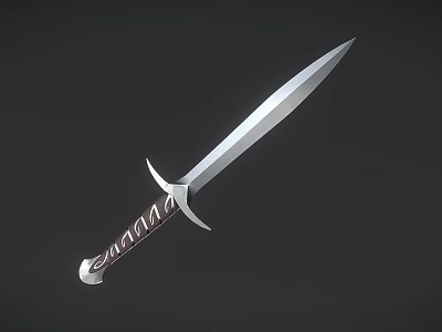 Detailed Medieval Sword 3D Model With Silver Blade And Ornate Hilt Design 3d model