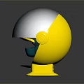 Animated Yellow Game Character With Silver Reflective Dome Head And Green Components 3d model