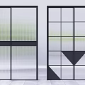 Modern Glass Doors With Geometric Patterns And Black Frames For Interior Design 3d model