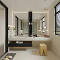 Modern Bathroom Interior With Glass Shower Light Green Tiled Walls White Sink And Window Blinds