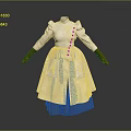 A Woman In Vintage Style White Long Coat With Brown Gloves And Puffed Sleeves