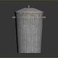 Vintage Galvanized Metal Trash Can With Corrugated Design And Lid
