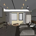 Modern Hotel Guest Room Featuring Twin Beds Wooden Decor And Green View Windows