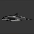 Detailed Black and White Sleek Dolphin Sculpture on Dark Reflective Surface