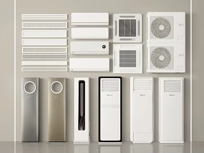 Different Styles of Air Conditioners and Fans in Various Modern Designs Collection 3d model