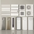 Different Styles of Air Conditioners and Fans in Various Modern Designs Collection