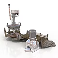 Industrial Equipment Installation With Tower Structure Cylindrical Container Platform Ladder And Base