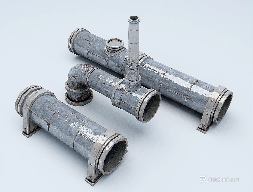 Industrial Metal Pipes With Various Structures 3d model