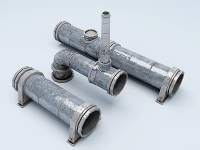 Industrial Metal Pipes With Various Structures 3d model