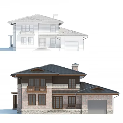 Single-family villa 3d model