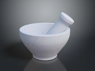 White Marble Mortar and Pestle with Smooth Surface for Household Kitchen Spices Grinding Tool 3d model