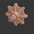 Golden Gear Shaped Equipment With Multiple Blades Central Hole And Metallic Finish
