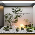 Indoor Garden Miniature With Small Tree Cacti Rabbit Decoration Round Lamp And White Pebbles