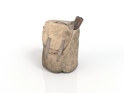 Brown Canvas Backpack With Leather Handle And Shoulder Straps Simple Design For Daily Use 3d model