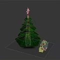Green Layered Arbor With Star Ornament And Colorful Gift Boxes