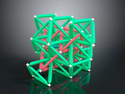 Geometric Decorative Ornament Set with Green Red Frame and 3D White Connector Nodes 3d model
