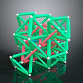 Geometric Decorative Ornament Set with Green Red Frame and 3D White Connector Nodes