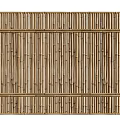 Bamboo Fence With Natural Vertical Slats And Horizontal Rails For Rustic Design