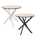 Modern Side Table With White Round Top And Cross Metal Legs In Various Colors