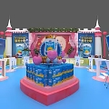Pink Decorative Booth With Heart Shaped Structure Castle Elements LOVE Sign And Gift Boxes 3d model