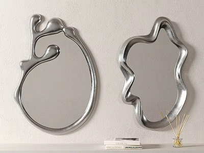 Artistic Sculptural Silver Mirror With Unique Carved Frame For Modern Wall Decor 3d model Artistic Sculptural Silver Mirror With Unique Carved Frame For Modern Wall Decor 3d model