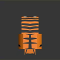Cartoon Tiger 3D Polygonal Model With Orange Black Stripes And Large Eyes Design