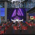 Modern Bar Interior Design With Red Leather Seats Bar Counter And Lighting Decor
