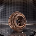Modern Spiral Sculpture Carving With Multi layered Metallic Structure Grid Wall And Reflective Floor